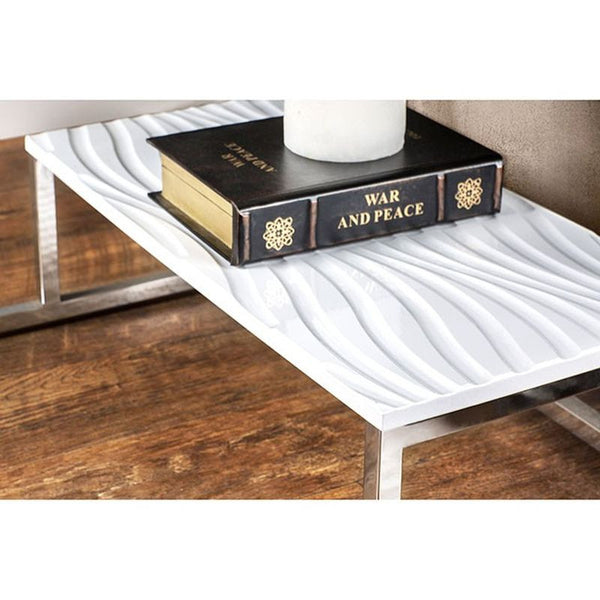 Vendi White/Chrome End Table