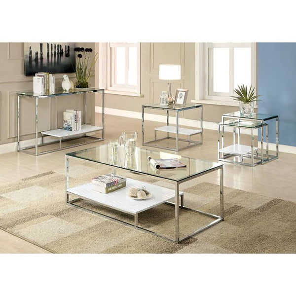 Vendi White/Chrome End Table