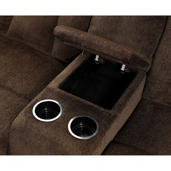 Maybell Sectional w/ 2 Consoles, Brown