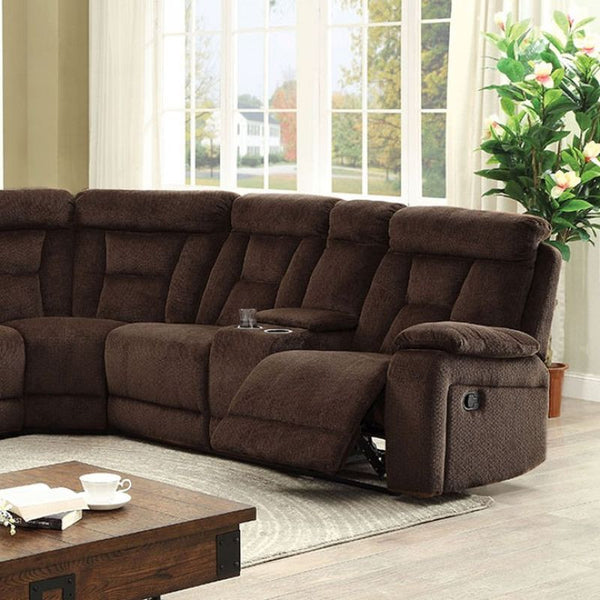Maybell Sectional w/ 2 Consoles, Brown