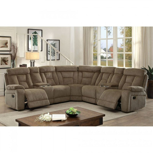 Maybell Sectional w/ 2 Consoles, Mocha
