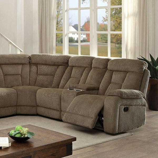 Maybell Sectional w/ 2 Consoles, Mocha
