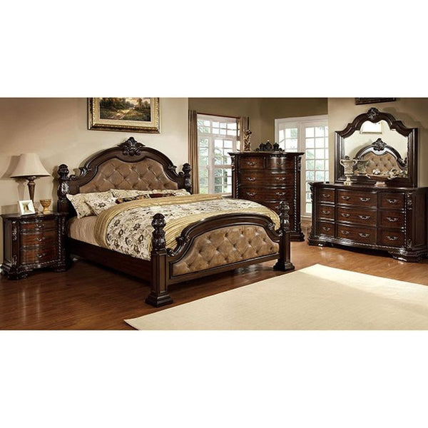 Monte Vista I Dark Brown Leatherette/Brown Cherry Cal.King Bed