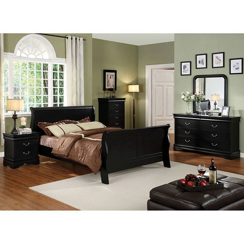 Louis Philippe II Black Twin Bed