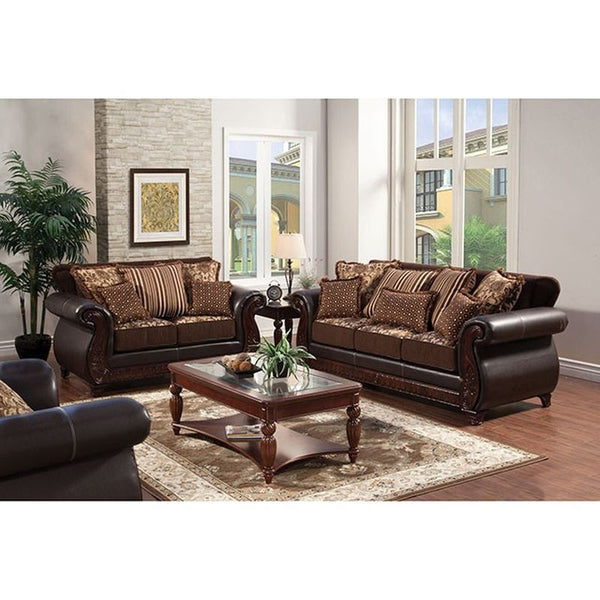 Franklin Dark Brown/Dark Cherry Finish Love Seat