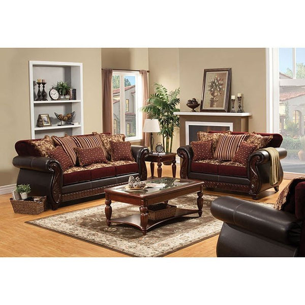 Franklin Burgundy/Dark Cherry Finish Love Seat