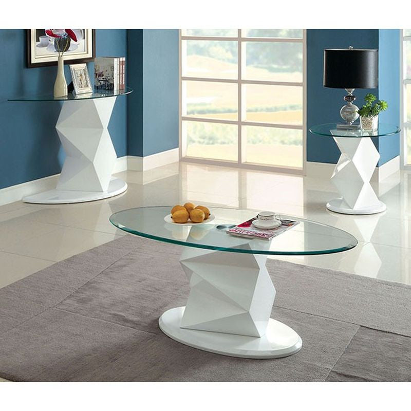 Halawa V White End Table